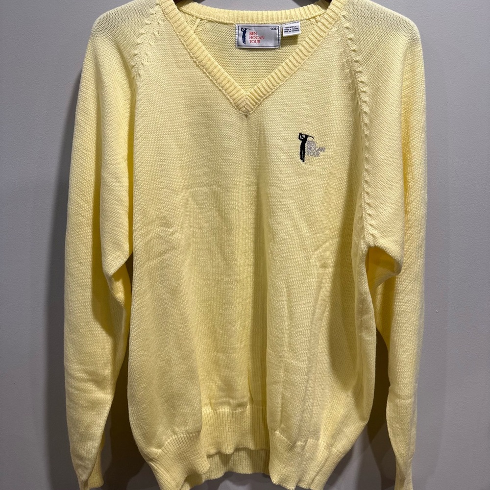 Yellow V-Neck golf Sweater Ben Hogan Tour